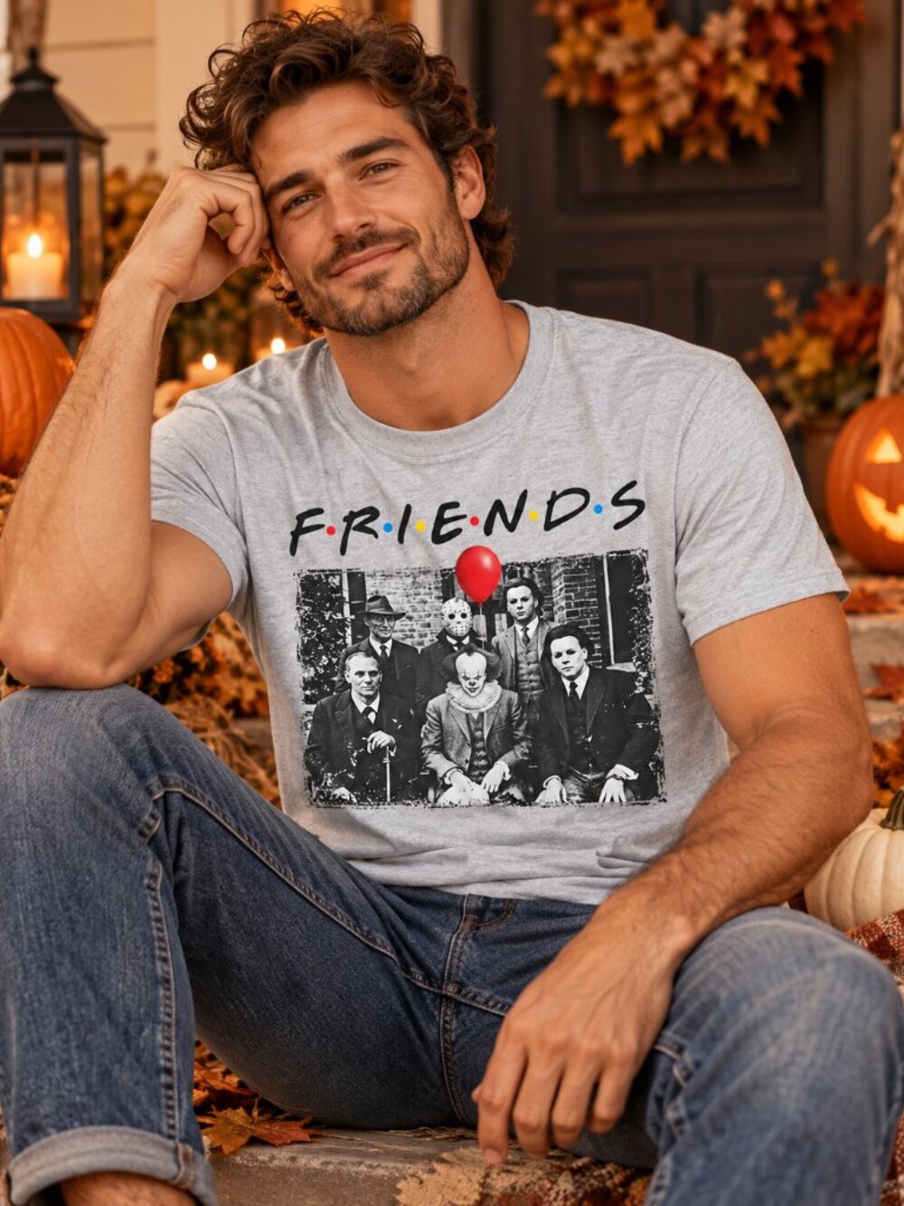 Men’s Halloween Graphic Tee Spooky Skeleton T-Shirt Fall Shirt